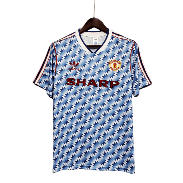 Camisa Manchester United Retrô 91/93 - Adidas Torcedor Masculina - Azul e Braqnco